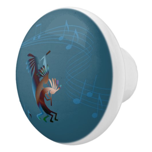 Kokopelli Music Blauwgroen Keramische Knop (Rechts)