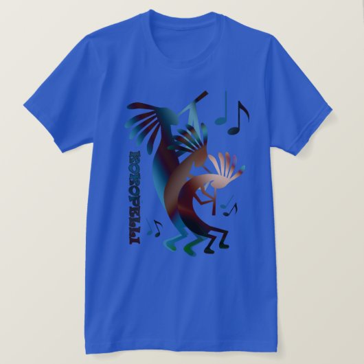 Kokopelli Music Dance Royal Blue T T-shirt (Design voorkant)