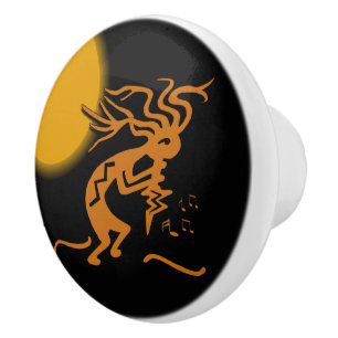 Kokopelli Musician naar rechts Keramische Knop