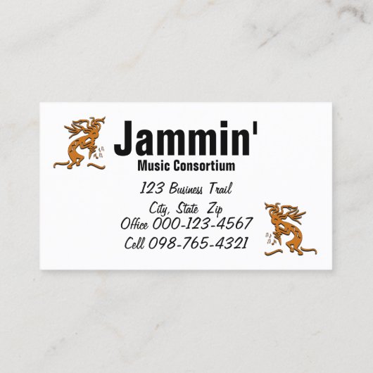 Kokopelli Musician Sjabloon Visitekaartje (Achterkant)