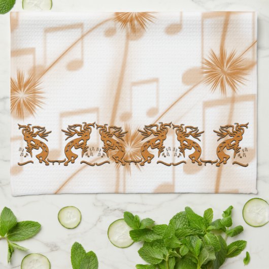 Kokopelli-musicus links en rechts theedoek (Gevouwen)