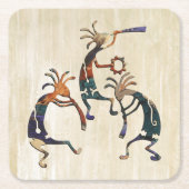 KOKOPELLI musicus trio + jouw ideeën Kartonnen Onderzetters (Voorkant)