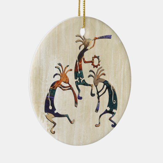 KOKOPELLI musicus trio + jouw ideeën Keramisch Ornament (Rechts)