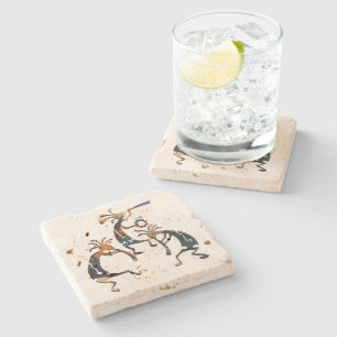 KOKOPELLI musicus trio + jouw ideeën Stenen Onderzetter