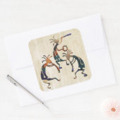 KOKOPELLI musicus trio + jouw ideeën Vierkante Sticker (Envelop)