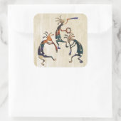 KOKOPELLI musicus trio + jouw ideeën Vierkante Sticker (Tas)