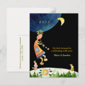 Kokopelli Muziek Tribal Wedding RSVP Uitnodiging Briefkaart (Voorkant / Achterkant)