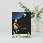Kokopelli Muziek Tribal Wedding RSVP Uitnodiging Briefkaart (Staand voorkant)