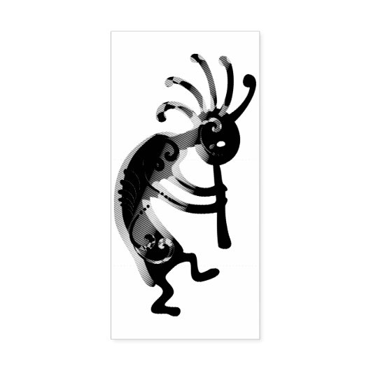 KOKOPELLI muzikant links + uw ideeën Rubberstempel (Afrduk)