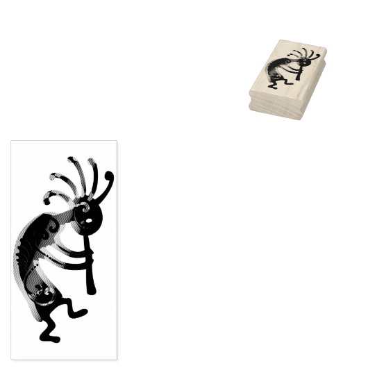 KOKOPELLI muzikant links + uw ideeën Rubberstempel (Gestempeld)