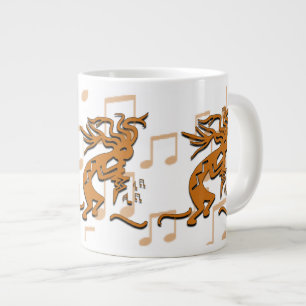 Kokopelli-muzikant met muzieknoten grote koffiekop