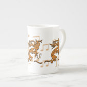 Kokopelli-muzikant met muzieknoten porselein kop (Voorkant rechts)