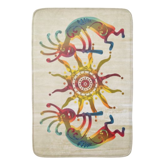 KOKOPELLI muzikant sun + uw ideeën Badmat (Voorkant Verticaal)