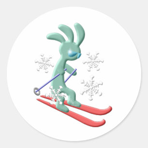 Kokopelli Native American Skiing Ronde Sticker