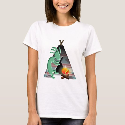 Kokopelli Native American Tipi Camping T-shirt (Voorkant)