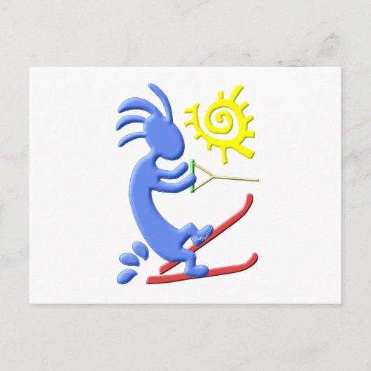 Kokopelli Native American Waterskier Briefkaart (Voorkant)