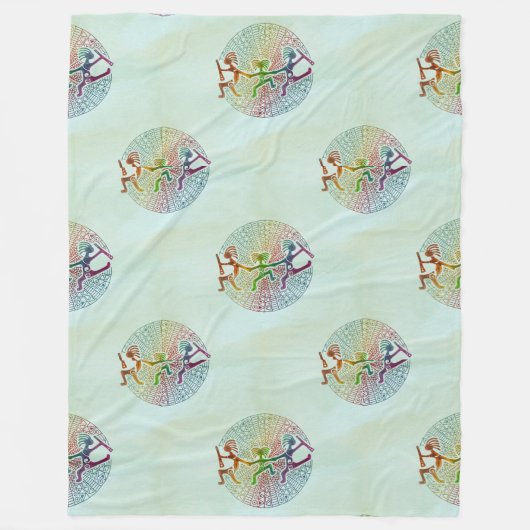 Kokopelli - Native Amerikaans naadloos patroon 5 Fleece Deken (Voorkant)