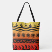 Kokopelli Ombre Sunset Cactus Patroon Tote Bag (Achterkant)