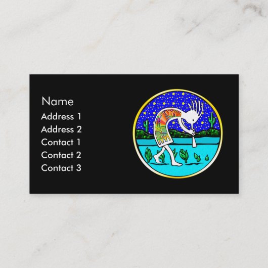 Kokopelli onder de sterren visitekaartje (Voorkant)