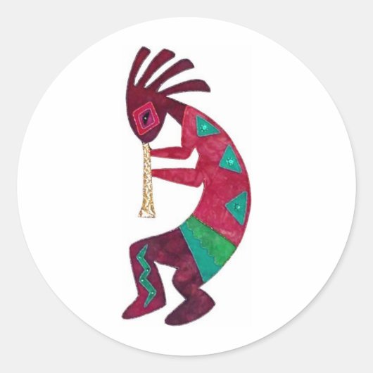 Kokopelli Origineel ontwerp! Ronde Sticker (Voorkant)