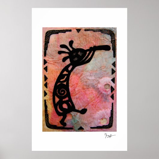 Kokopelli over rijstpapier en de achtergrond van h poster (Voorkant)