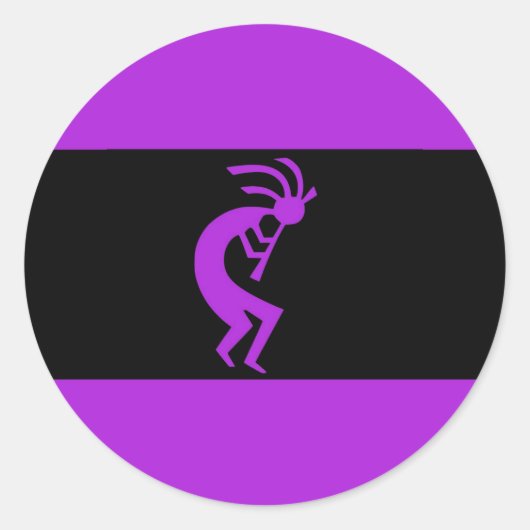 Kokopelli Paarse Ronde Sticker (Voorkant)