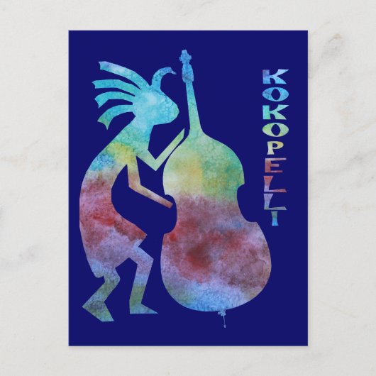 Kokopelli Plays Bass Briefkaart (Voorkant)