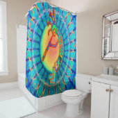 Kokopelli Rabbit Moon Southwestern Shower Curtain Douchegordijn (In situ)