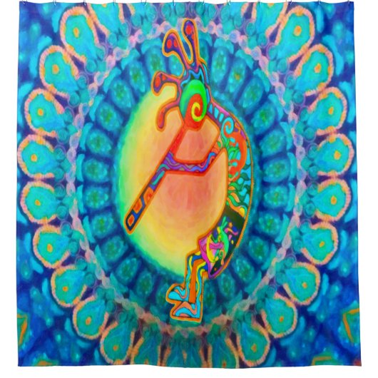 Kokopelli Rabbit Moon Southwestern Shower Curtain Douchegordijn (Voorkant)