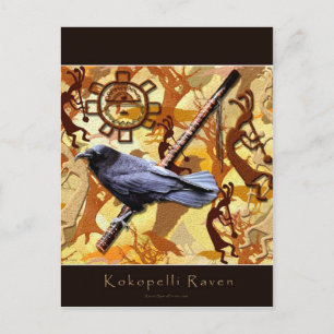 KOKOPELLI RAVEN Native American Art-style serie Briefkaart
