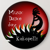 Kokopelli Ronde Button 6,0 Cm (Voorkant)