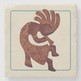 Kokopelli, Rust Outlining, Southwestern Stenen Onderzetter