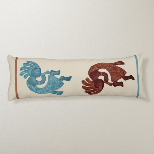 Kokopelli, Rust & Turquoise, zuidwest Lichaamskussen (Achterkant)