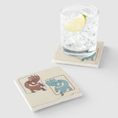 Kokopelli, Rust & Turquoise, zuidwest Stenen Onderzetter (Zijkant)