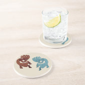 Kokopelli, Rust & Turquoise, zuidwest Zandsteen Onderzetter (Zijkant)