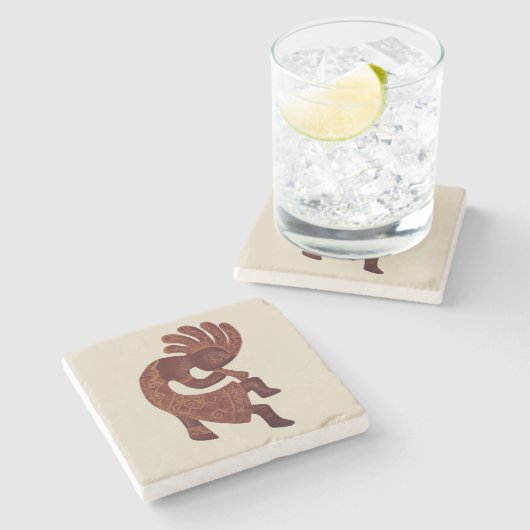 Kokopelli, Rust, zuidwesten Stenen Onderzetter (Zijkant)