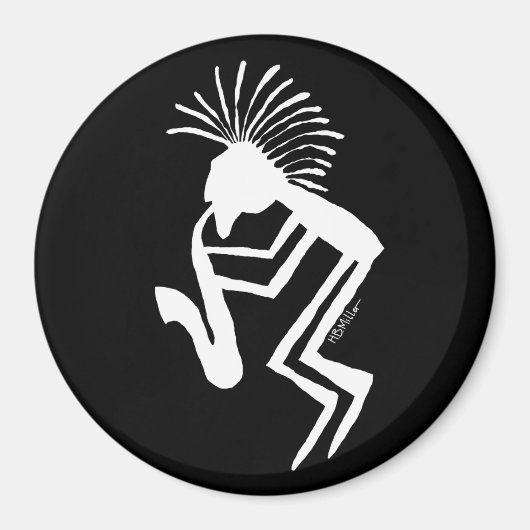 Kokopelli Saxaphone Player Petroglyph Magneet (Voorkant)