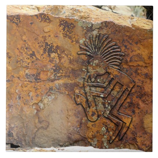 Kokopelli Saxaphone Player Petroglyph Tegeltje (Voorkant)