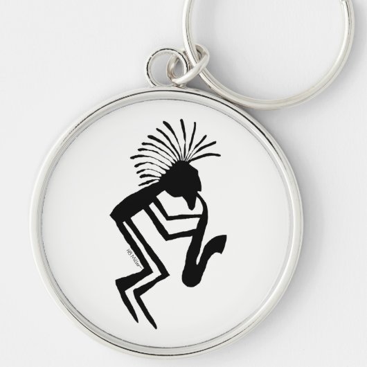 Kokopelli Saxofoon Speler Petroglyf Sleutelhanger (Voorkant)