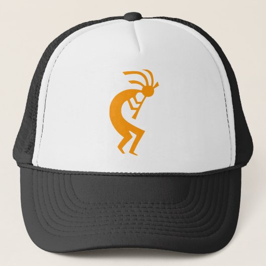 Kokopelli Sinaasappel Trucker Pet (Voorkant)