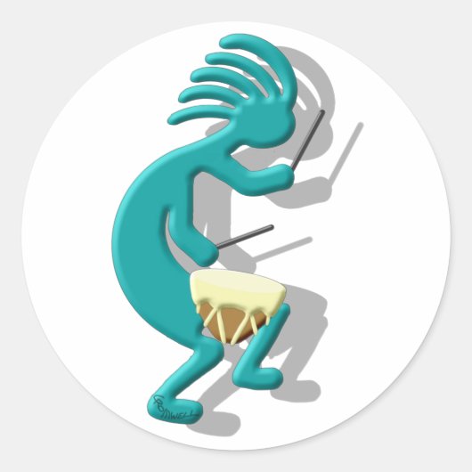 Kokopelli Snare Drum Ronde Sticker (Voorkant)