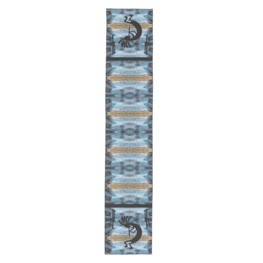 Kokopelli Southwest Abstract Mosaic Blue Medium Tafelloper (Voorkant)