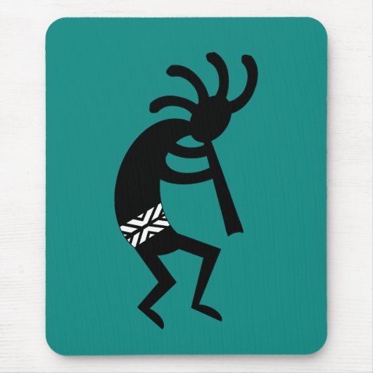 Kokopelli Southwest Blauwgroen Design Muismat (Voorkant)