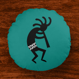 Kokopelli Southwest Blauwgroen Design Rond Kussen