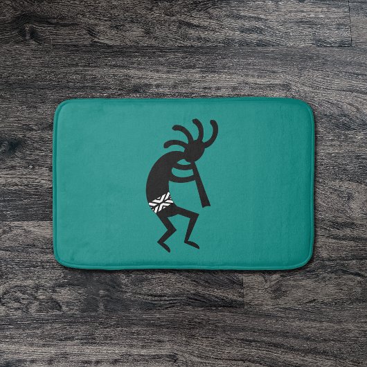 Kokopelli Southwest Blauwgroen en zwart Badmat