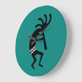 Kokopelli Southwest Blauwgroen en zwart Grote Klok (Hoek)