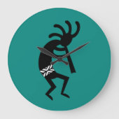 Kokopelli Southwest Blauwgroen en zwart Grote Klok (Voorkant)