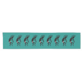 Kokopelli Southwest Blauwgroen en zwart Korte Tafelloper (Horizontaal)