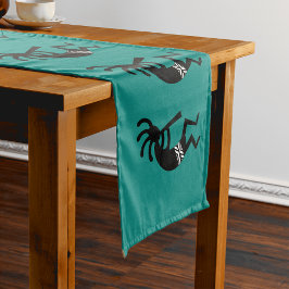 Kokopelli Southwest Blauwgroen en zwart Korte Tafelloper