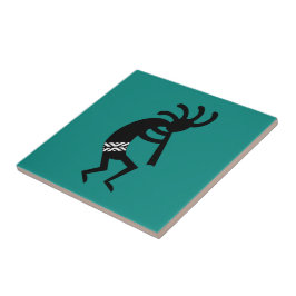 Kokopelli Southwest Blauwgroen en zwart Tegeltje